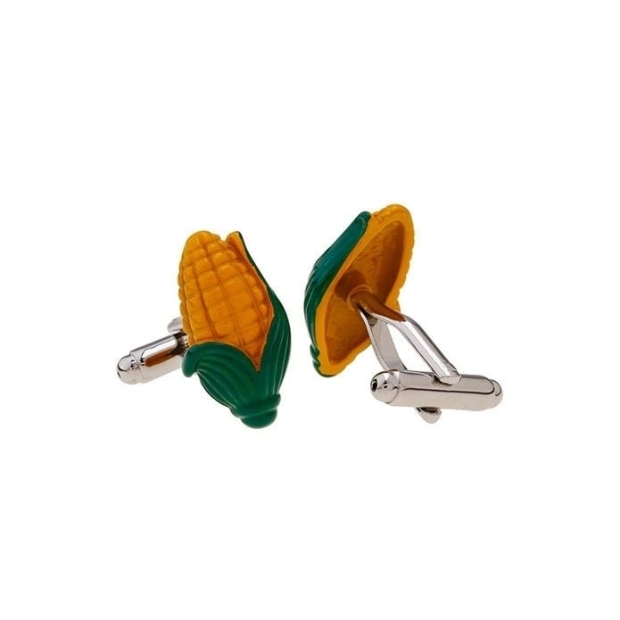 Corn Cufflinks Corn on the Cob 3D Fun Tasty Cuff Links Farmer Food Fun Unique Novelty Cuffs Comes with Gift Box Image 2