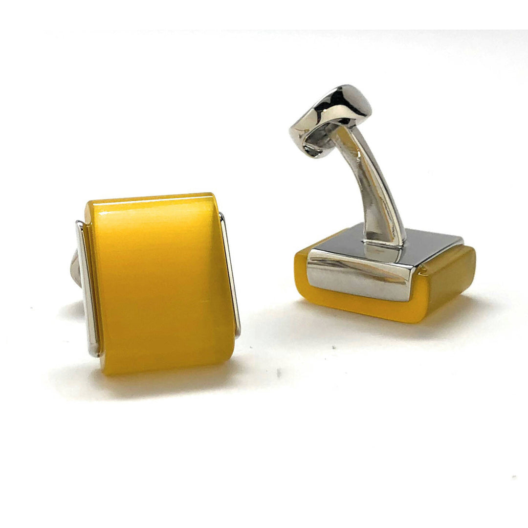 Amber Creek Slip Stone Polished Wedge Cufflinks Cuff Links Whale Tail Backing Comes with Box Image 3