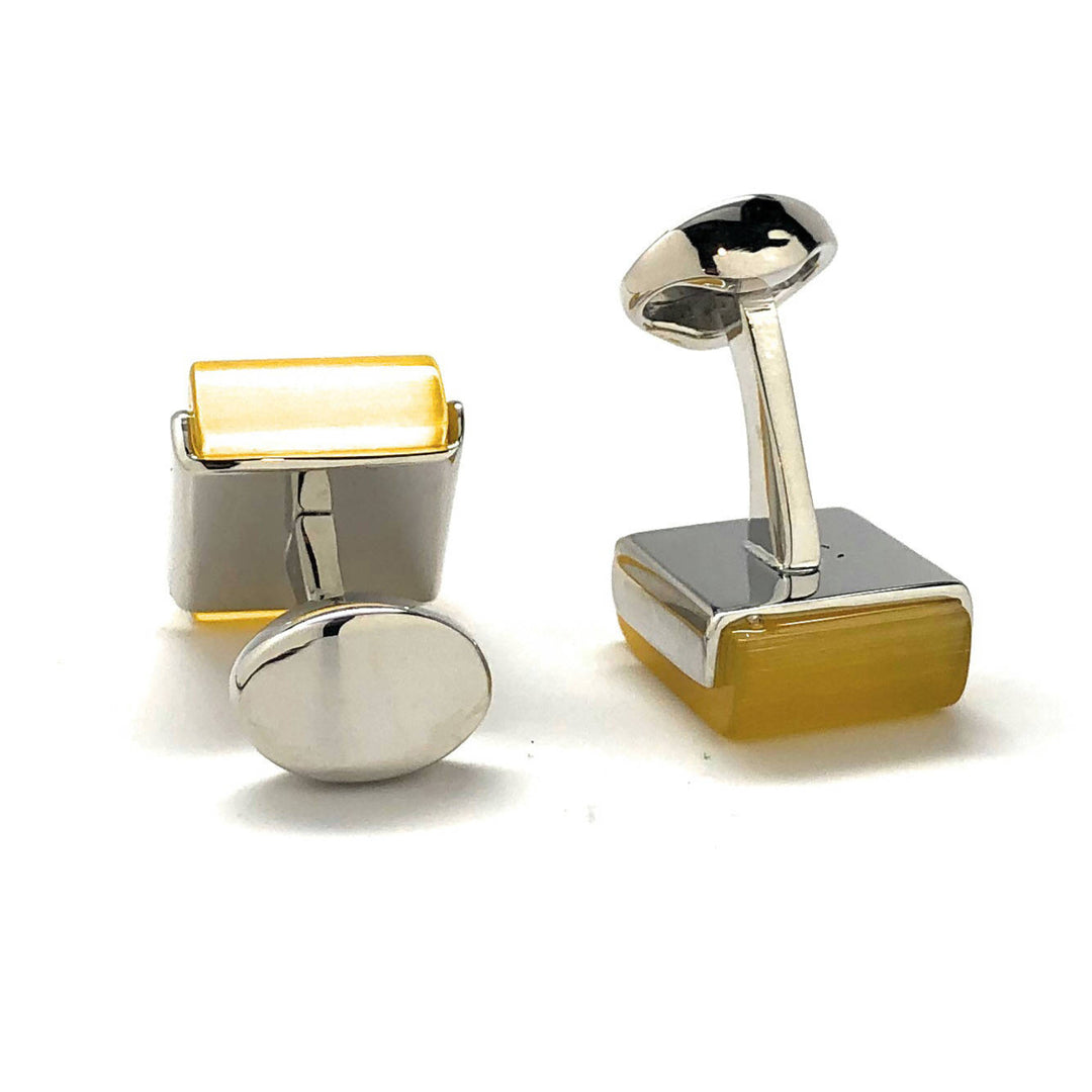 Amber Creek Slip Stone Polished Wedge Cufflinks Cuff Links Whale Tail Backing Comes with Box Image 4