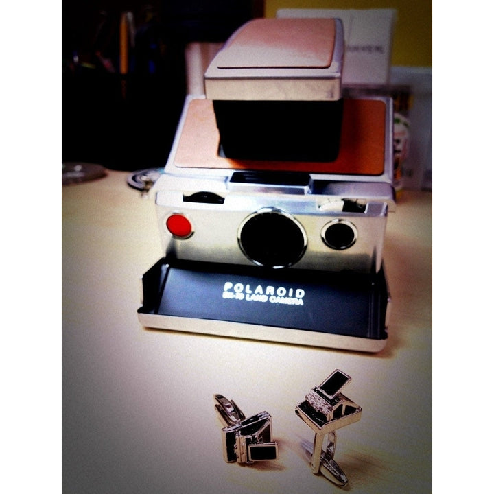 Retro Camera Cufflinks Polaroid SX-70 Enthusiast Film Jewelry Cuff Links Image 2