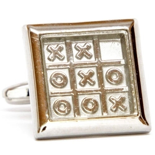 Game Board Cufflinks Game Tic-Tac-Toe Square Shiny Gold Tone Silver Cufflinks Cuff Links Retro Jewelry Mens Accessories Image 2