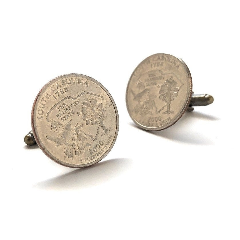 Enamel Cufflinks South Carolina State Quarter Enamel Coin Jewelry Money Currency Finance Cuff Links Designer Jewelry Image 2