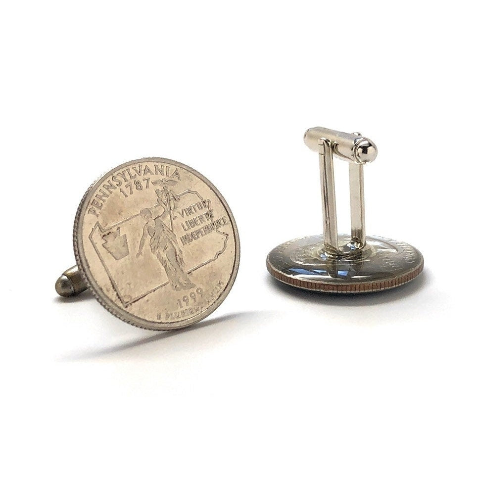 Enamel Cufflinks Pennsylvania State Quarter Enamel Coin Jewelry Money Currency Finance Accountant Cuff Links Designer Image 3