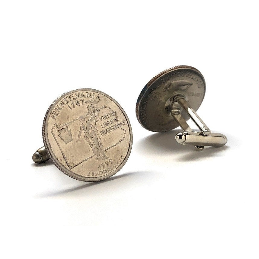Enamel Cufflinks Pennsylvania State Quarter Enamel Coin Jewelry Money Currency Finance Accountant Cuff Links Designer Image 4