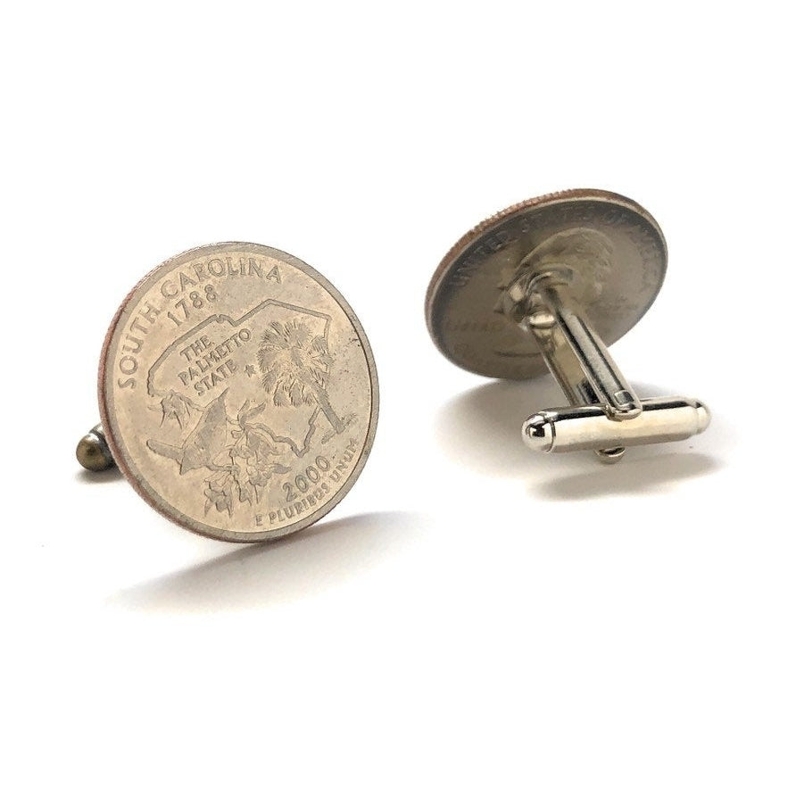 Enamel Cufflinks South Carolina State Quarter Enamel Coin Jewelry Money Currency Finance Cuff Links Designer Jewelry Image 3