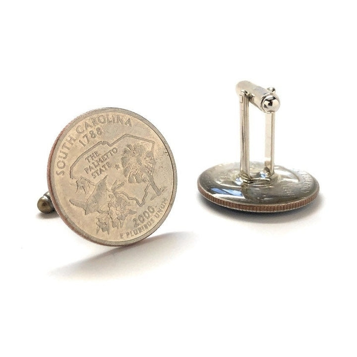 Enamel Cufflinks South Carolina State Quarter Enamel Coin Jewelry Money Currency Finance Cuff Links Designer Jewelry Image 4