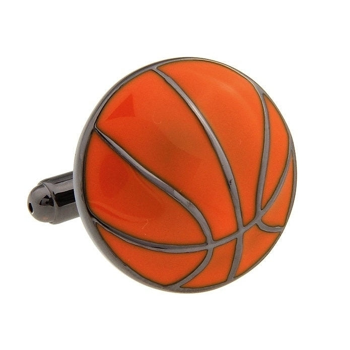 Enamel Basketball Cufflinks Gunmetal Post Accents Very Cool Gift Present Dad Sports Fan Cuff Links Comes with Gift Box Image 1
