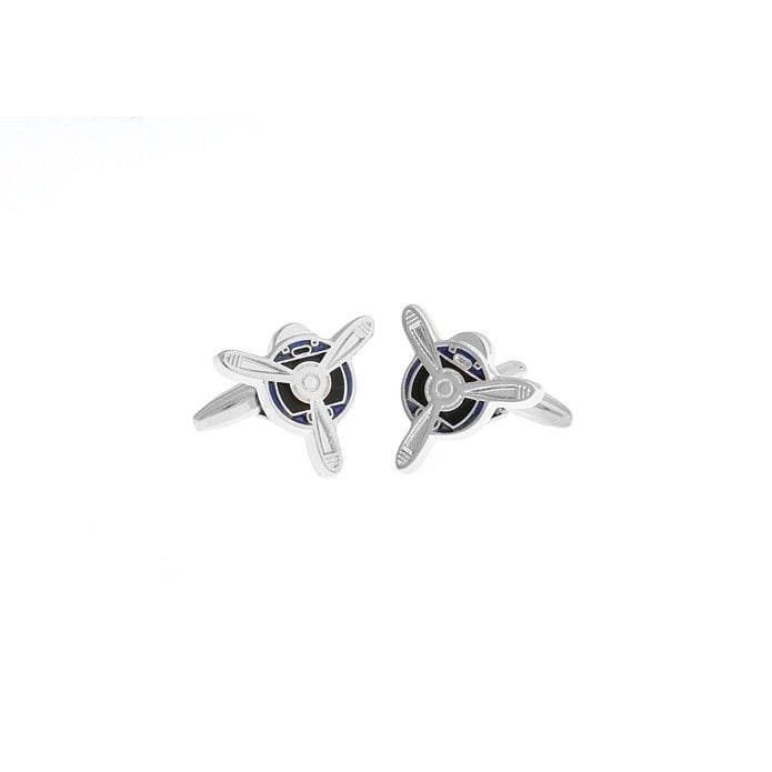 Transportation Collection Fly Away Blue Enamel Airplane Propeller Cuff Links Cufflinks Image 2