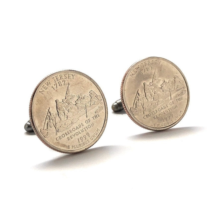 Cufflinks  Jersey Suit Flag State Enamel Coin Jewelry USA United States America East Cost Revolutionary War Image 1