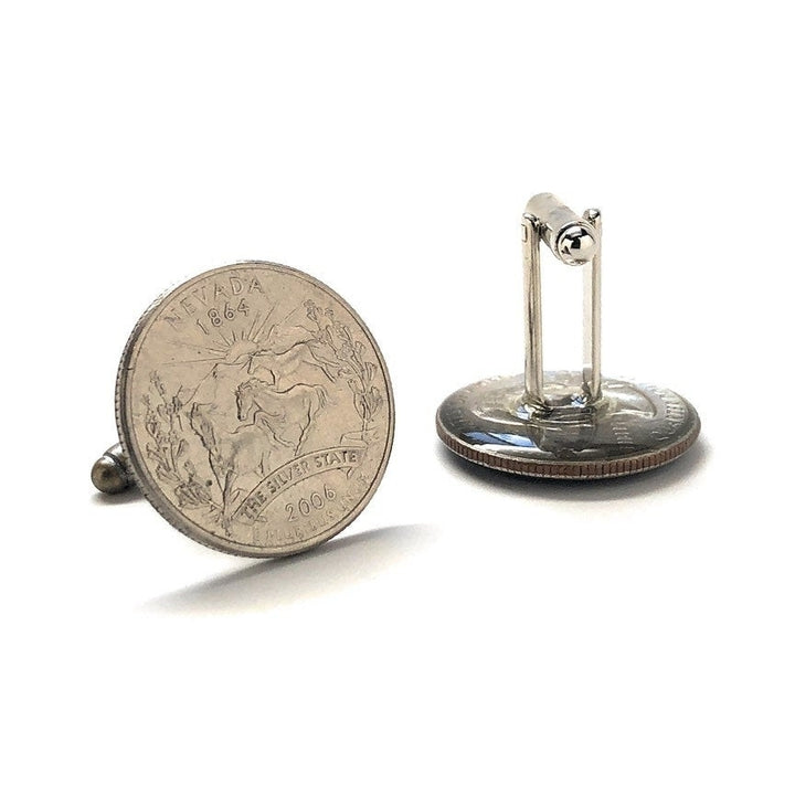 Cufflinks Nevada State Quarter Enamel Coin Jewelry Money Currency Finance Accountant Designer Handmade Las Vegas Image 3
