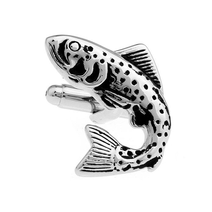 Silver Trout Fish Cufflinks  Fish Sports Jewelry Great Gift for the Outdoorsman Cuff Links Image 1