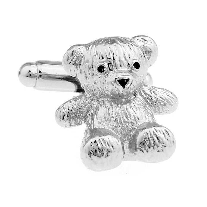 Bear Cufflinks Silver Lucky Teddy Bear Cufflinks Cuff Links Image 1
