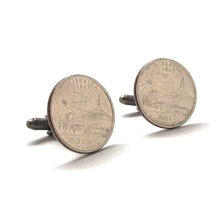 Cufflinks Nebraska State Quarter Enamel Coin Jewelry Money Currency Finance Accountant Cuff Links Designer Handmade Image 1
