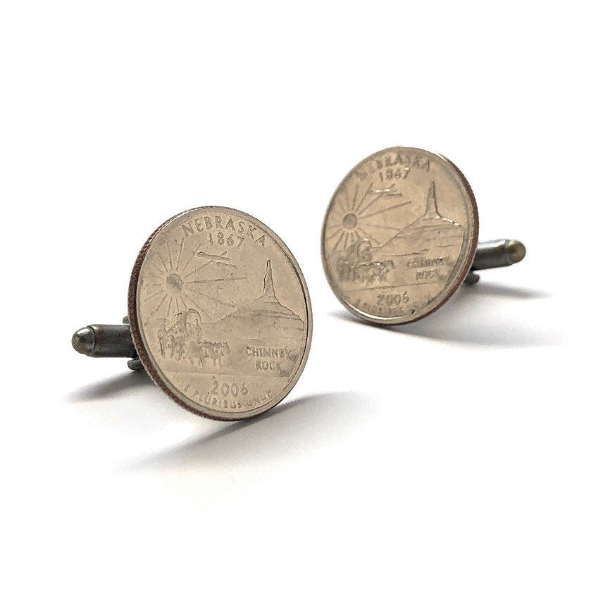 Cufflinks Nebraska State Quarter Enamel Coin Jewelry Money Currency Finance Accountant Cuff Links Designer Handmade Image 2