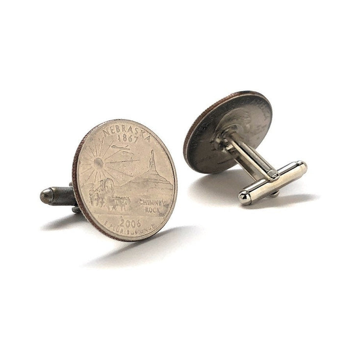 Cufflinks Nebraska State Quarter Enamel Coin Jewelry Money Currency Finance Accountant Cuff Links Designer Handmade Image 3