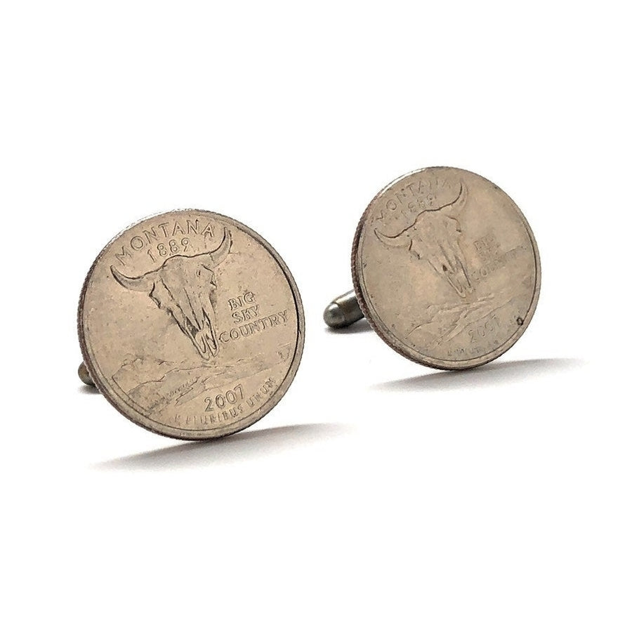 Cufflinks Montana State Quarter Enamel Coin Jewelry Money Currency Finance Accountant Cuff Links Designer Handmade Image 1