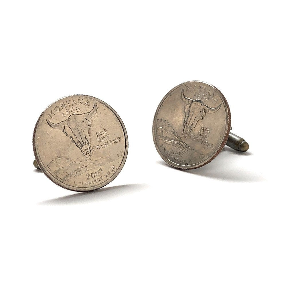 Cufflinks Montana State Quarter Enamel Coin Jewelry Money Currency Finance Accountant Cuff Links Designer Handmade Image 2