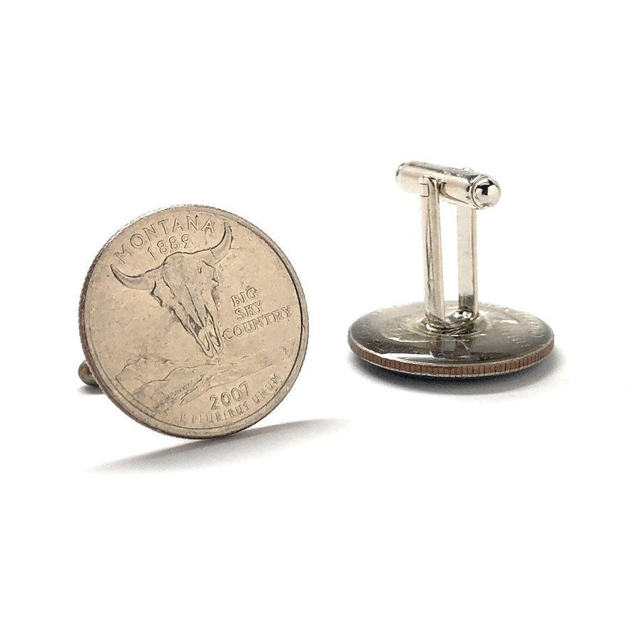Cufflinks Montana State Quarter Enamel Coin Jewelry Money Currency Finance Accountant Cuff Links Designer Handmade Image 3