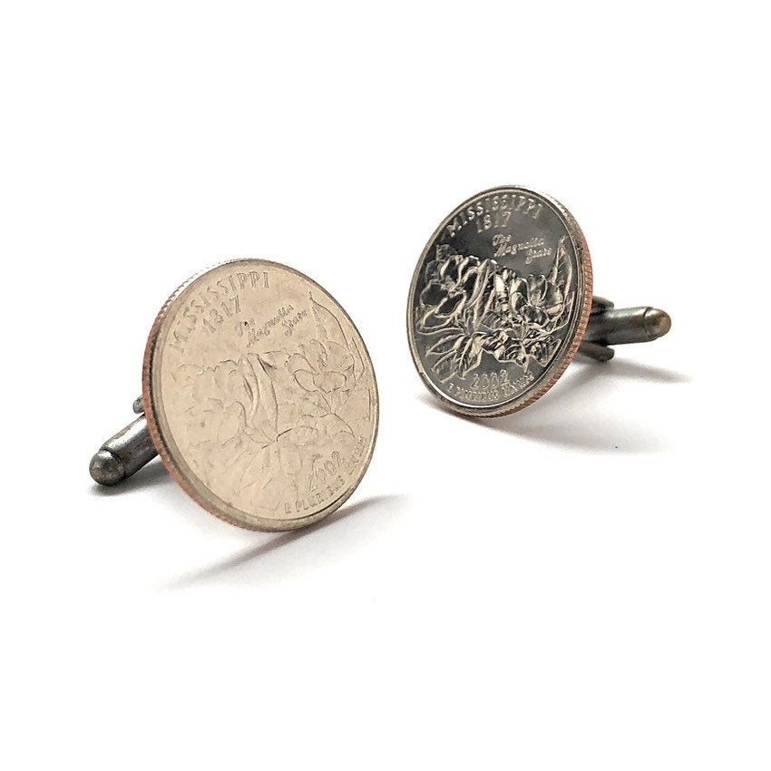 Mississippi Quarter Cufflinks Enamel Coin Jewelry Money Currency Finance Accountant Cuff Links Designer Image 2