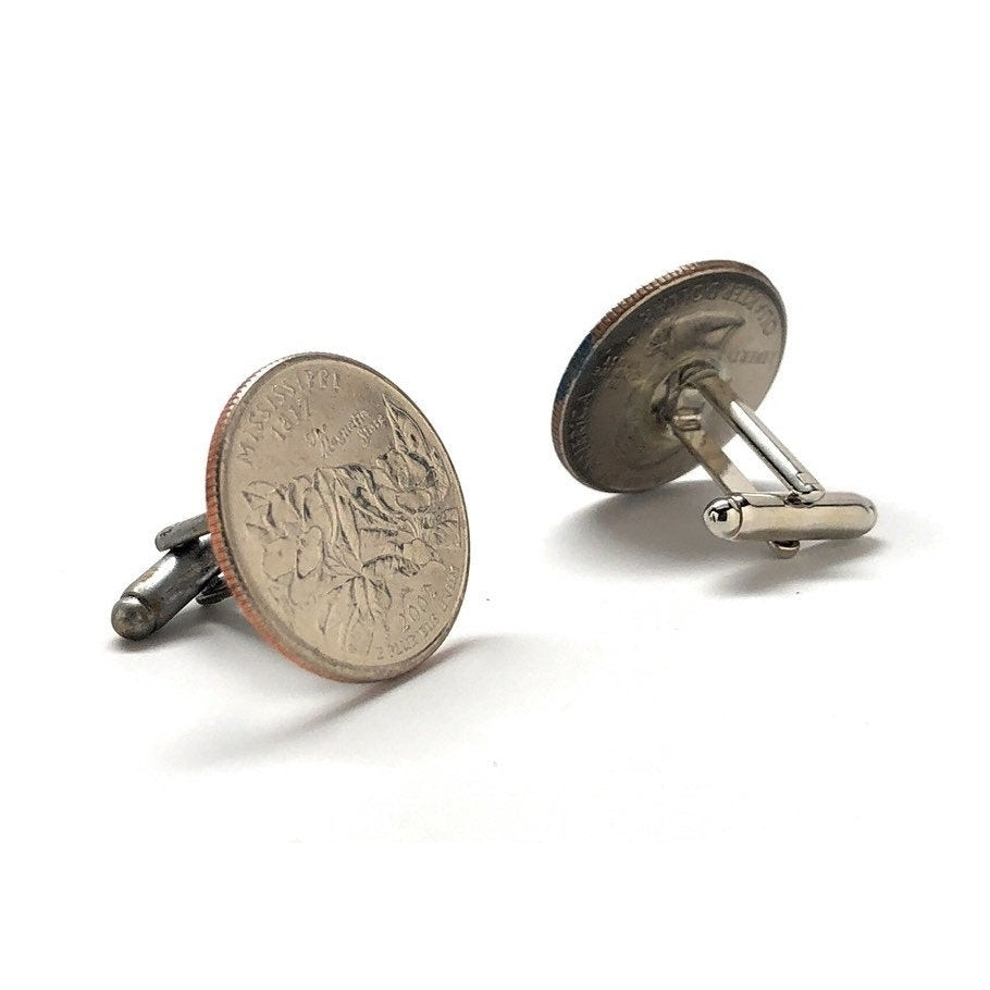 Mississippi Quarter Cufflinks Enamel Coin Jewelry Money Currency Finance Accountant Cuff Links Designer Image 3
