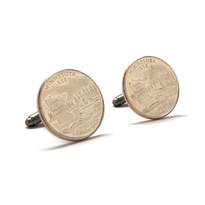 Enamel Cufflinks Minnesota State Quarter Enamel Coin Jewelry Money Currency Finance Accountant Cuff Links Designer Image 1