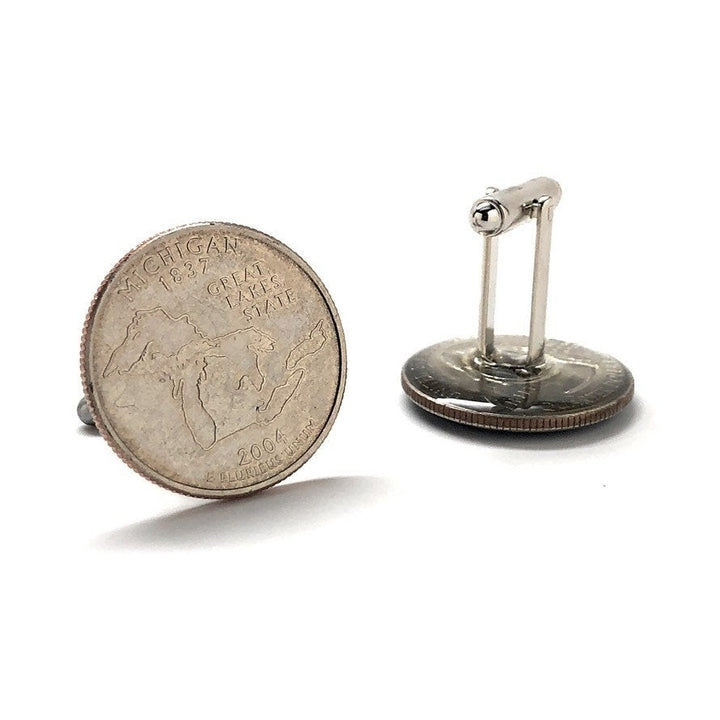 Cufflinks Michigan State Quarter Enamel Coin Jewelry Money Currency Finance Accountant Cuff Links Designer Handmade Image 3