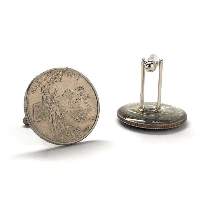 Birth Year Cufflinks US Mint Massachusetts State Quarter Enamel Coin Jewelry Money Currency Cuff Links Designer Jewelry Image 4