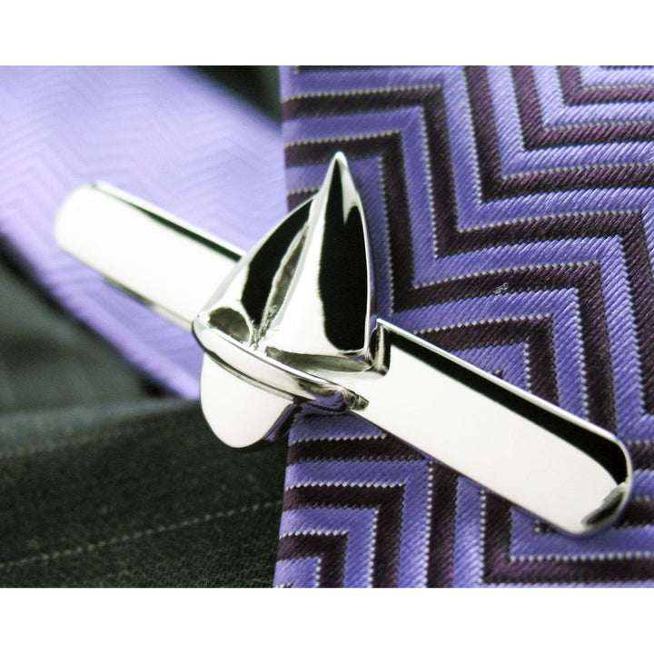 Sailboat Tie Clip Silver Tone Sailing Boat Ocean For Those of us Who Love the Water Tie Bar Image 1