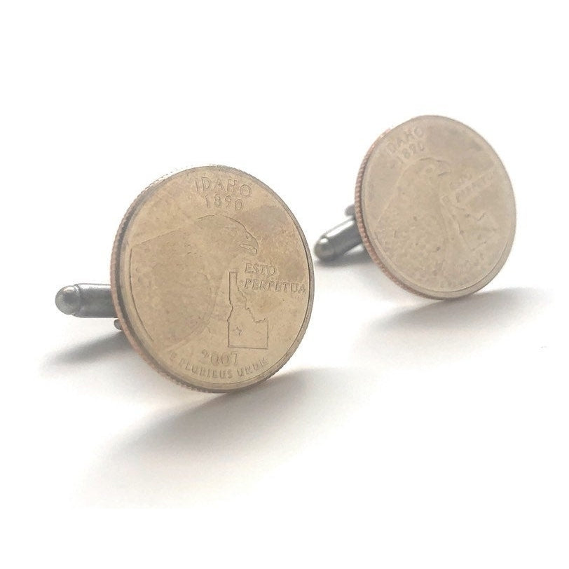 Cufflinks Idaho State Quarter Enamel Coin Jewelry Money Currency Finance Accountant Gem State Comes with Gift Box Image 1