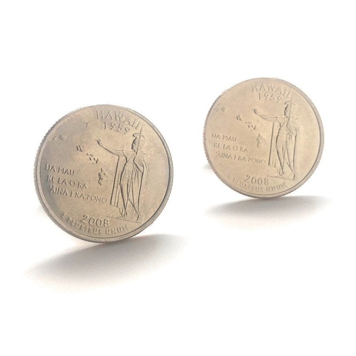 Cufflinks Hawaii State Quarter uncirculated Edition Coin Jewelry Enamel Coin United States Maui Hawaiian Polynesian Image 1