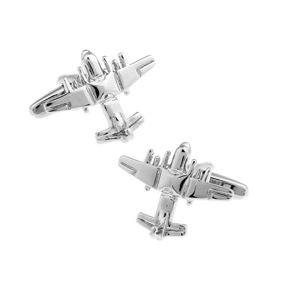 Silver Tone Bomber Cufflinks Fighter Pilot Military Cuff Links Airplane Pilot Air Force Comes with Gift Box Image 1