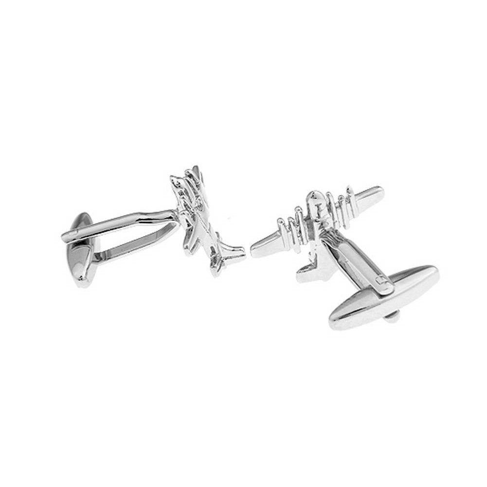 Silver Tone Bomber Cufflinks Fighter Pilot Military Cuff Links Airplane Pilot Air Force Comes with Gift Box Image 2