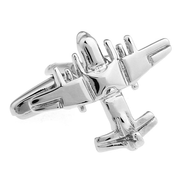 Silver Tone Bomber Cufflinks Fighter Pilot Military Cuff Links Airplane Pilot Air Force Comes with Gift Box Image 3