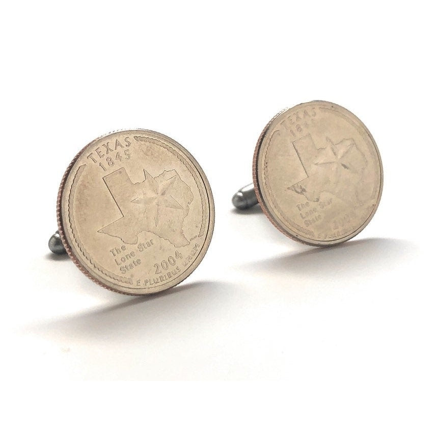 Birth Year Cufflinks US Mint Texas State Quarter Authentic US Enamel Back Coin Jewelry Unique Gift Comes with Gift Box Image 1