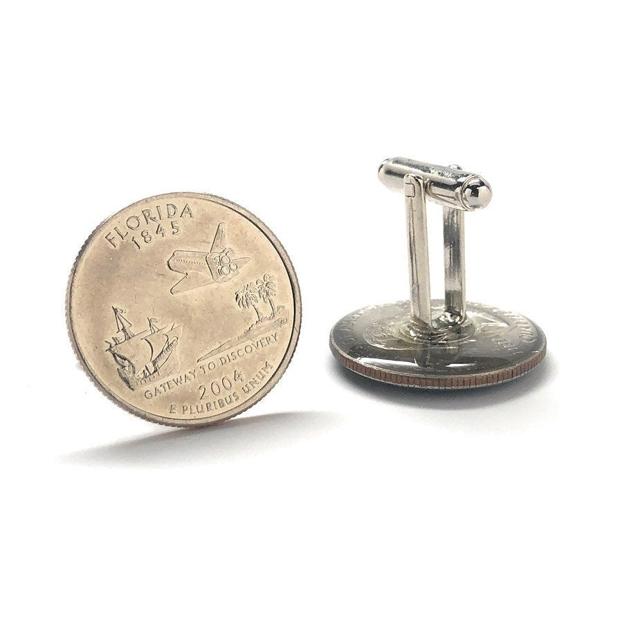 Cufflinks Florida State Quarter Uncirculated Edition Authentic US Currency Gift Space Shuttle Coin Jewelry Image 3