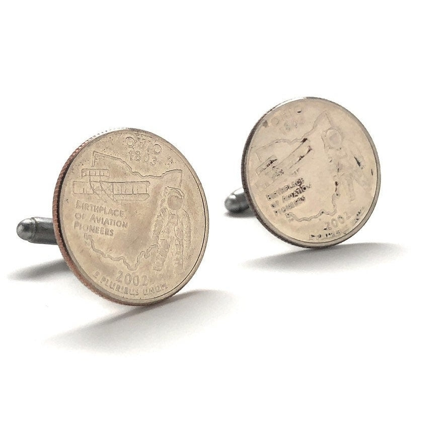 Cufflinks Ohio State Quarter Enamel Coin Jewelry Money Currency Finance Accountant Designer Jewelry Handmade Image 1