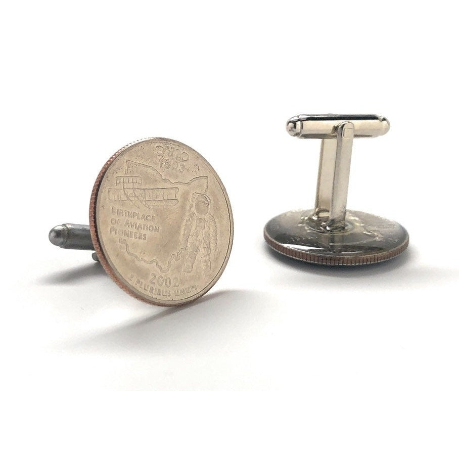 Cufflinks Ohio State Quarter Enamel Coin Jewelry Money Currency Finance Accountant Designer Jewelry Handmade Image 3