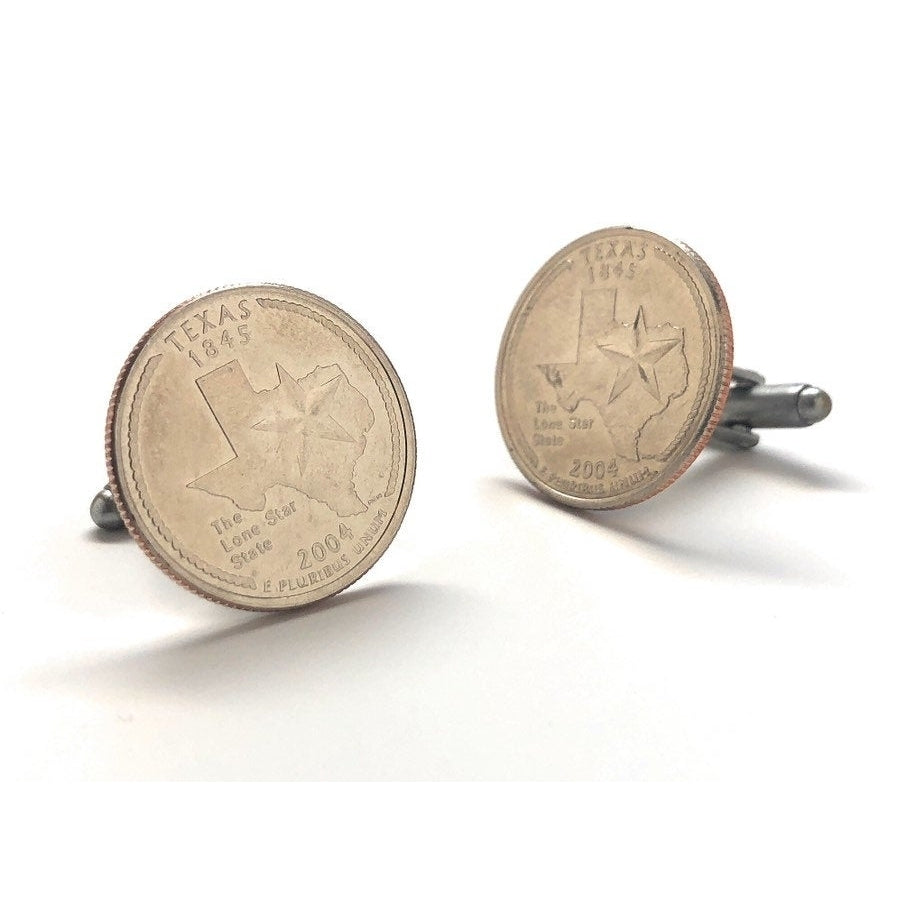 Birth Year Cufflinks US Mint Texas State Quarter Authentic US Enamel Back Coin Jewelry Unique Gift Comes with Gift Box Image 2