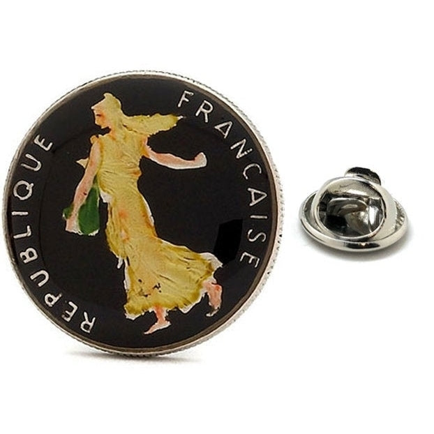 Enamel Pin Hand Painted France Walking Lady Enamel Coin Lapel Pin Tie Tack Travel Souvenir Coins Keepsakes Cool Fun Image 1