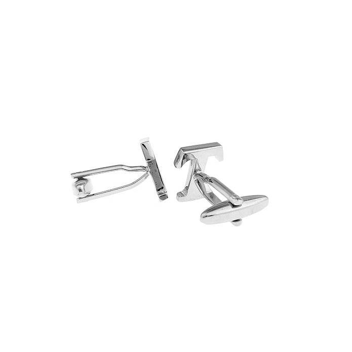 Classic "T" Cufflinks Silver Tone Initial Alaphabet Cut Letters T Cuff Links Groom Father Bride Wedding Anniversary Image 2