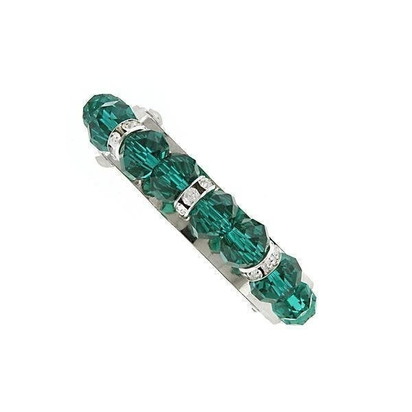 Rich Green Emerald Colored Beads and Crystal studded Accents Pony Tail Holder Hair Jewelry Image 1