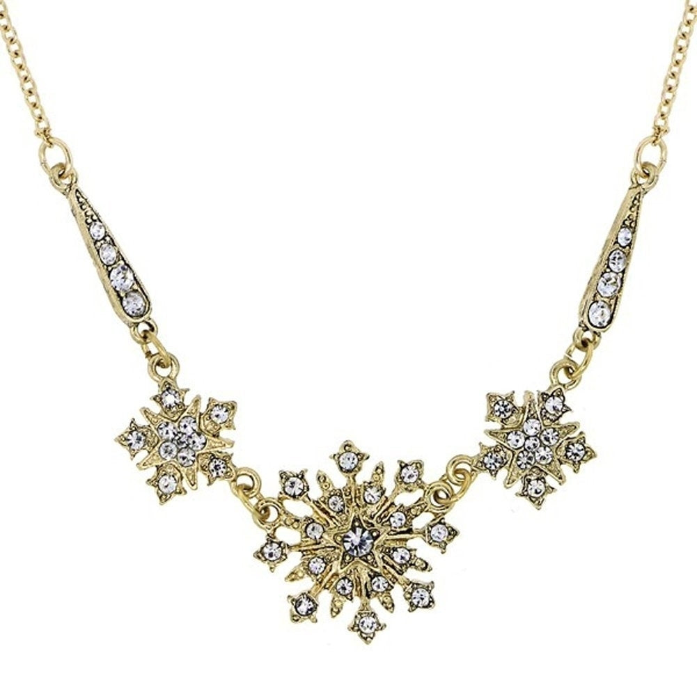 Gold Starburst Statement Necklace Crystals Necklace Valentines Day Gift Image 1