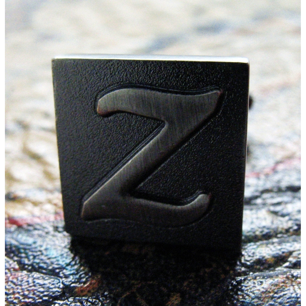 Z Initial Cufflinks Gunmetal Square 3-D Letter Z Letters English  Cuff Links Groom Father of the Bride Wedding Fathers Image 2