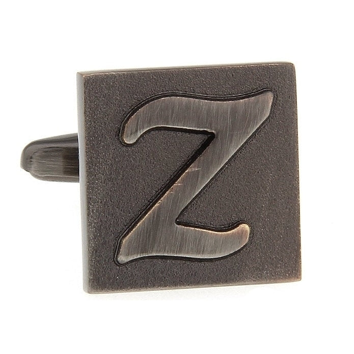 Z Initial Cufflinks Gunmetal Square 3-D Letter Z Letters English  Cuff Links Groom Father of the Bride Wedding Fathers Image 4