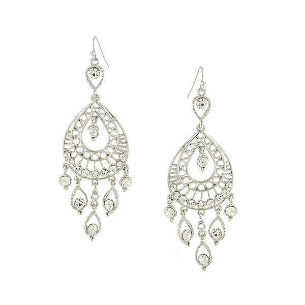 Women Earrings Silver Crystal Filigree Dream Catcher Drop Earring Silk Road Jewelry Image 1