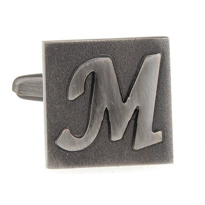 Initial M Cufflinks Letter M Cufflinks Gunmetal M Cufflinks Monogram M Cuff Links Fathers Day Gift Gifts for Dad Husband Image 1