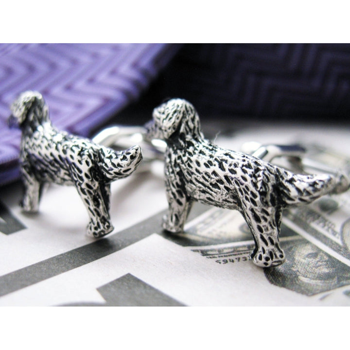Standing Dog Cufflinks Animal Dogs Engraved Silver Toned Cuff Links Image 3