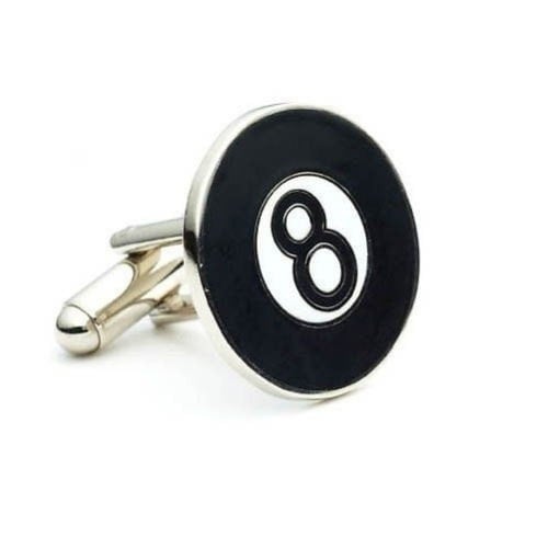 8 Eight Ball Pool Billiards Game Black and White Cufflinks Cuff Links Image 1