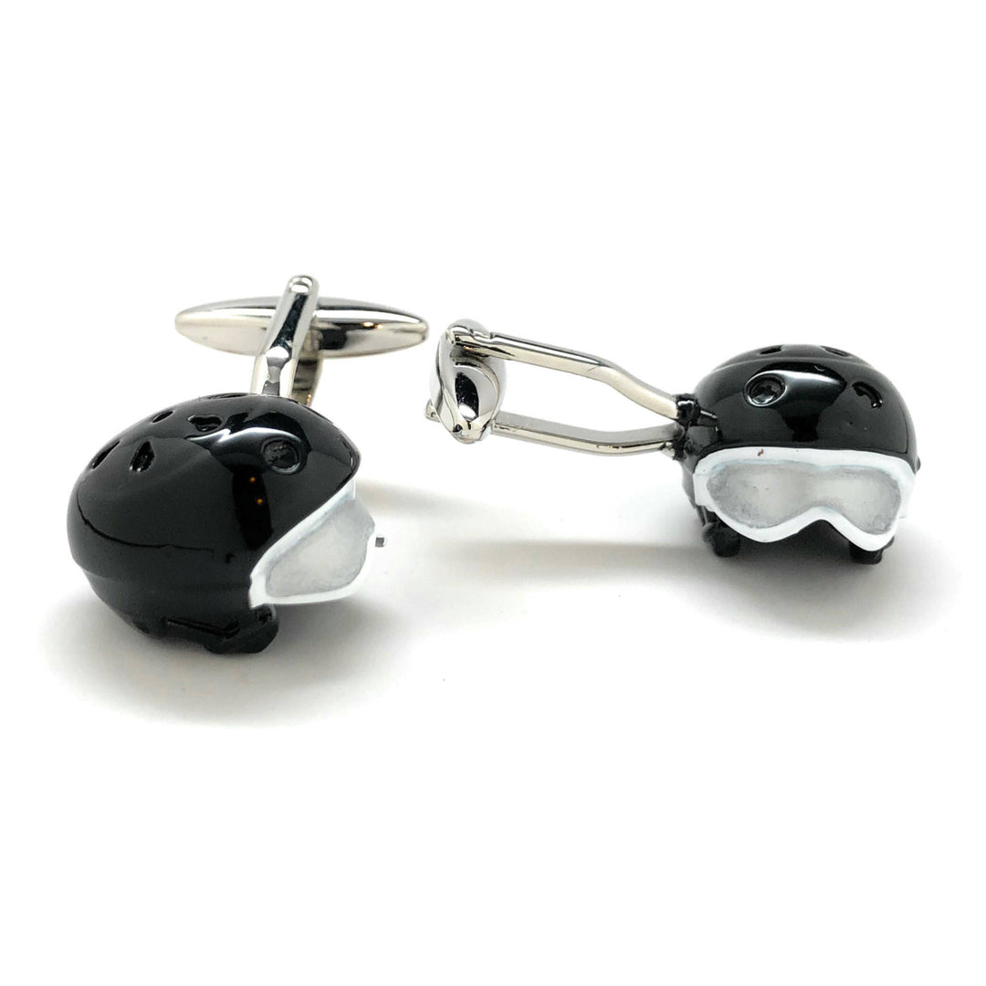 Racer Helmet Cufflinks Old School Vintage Motorcycle Helmet with Goggles Cuff Links Comes with Gift Box Image 3