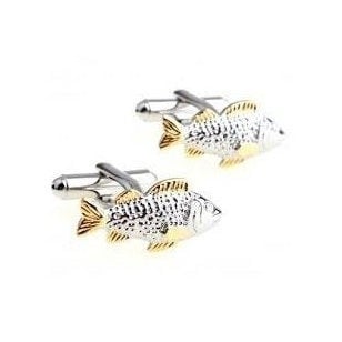 Gold and Silver Fish Carp Groper Cufflinks  Fish Sports Jewelry Great Gift for the Outdoorsman Cuff Links Image 2